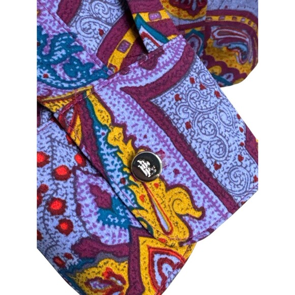 NWT Lauren Ralph Lauren Classic Fit Paisley Crepe Shirt Small Fuchsia Blouse - Picture 3 of 9